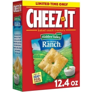 Cheez-It Cheese Crackers, Baked Snack Crackers, Lunch Snacks, Hidden Valley Ranch, 12.4oz Box (1 Box)