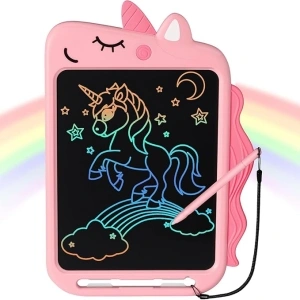 Unicorn Toys for 3 4 5 6 Years Old Girls Gifts, LCD Writing Tablet 10 inch Doodle Board, Colorful Electronic Drawing Pad Gifts for Kids Educational Learning Travel Christmas Birthday (Pink)