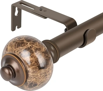 Window Curtain Rod with Marbled Finial (72-144