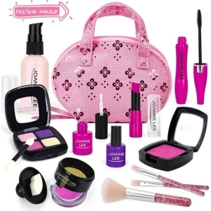 Perfect Play Kit for Girls, Girls Toys - Makeup Kit for Toddlers Kids Vanity Set with Glitter Cosmetic Bag, Pretend Makeup Case for Girls Pink Kids Toys for 3 4 5 6 7 8 Year Old Girls Not Real Makeup