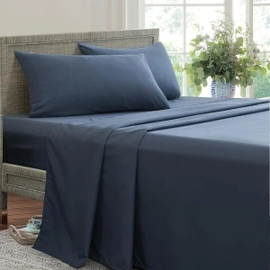 GEFEII Twin Bedding Sheets Set Navy Bed Sheets-Breathable Cooling Bed Sheets Microfiber Hotel Luxury Bedding Deep Pockets Fitted and Flat Sheets-Easy fit Soft Wrinkle Free