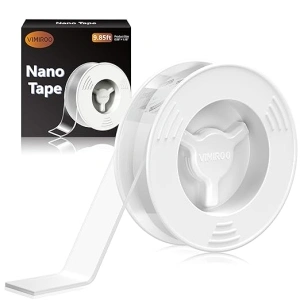 Double Sided Tape Heavy Duty, Extra Large Nano Double Sided Adhesive Tape, 9.85FT Clear Mounting Tape Picture Hanging Adhesive Strips, Removable Transparent Wall Tape Sticky Poster Tape Carpet Tape