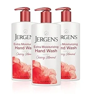 Jergens Extra Moisturizing Hand Soap, Liquid Hand Soap Dispenser with Jergens Cherry Almond Scent, Hand Wash For Dry Hands, 8.3 Ounces (Pack of 3)