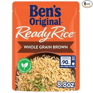 BEN'S ORIGINAL Ready Rice Whole Grain Brown Rice, Easy Dinner Side, 8.8 OZ Pouch (Pack of 6)