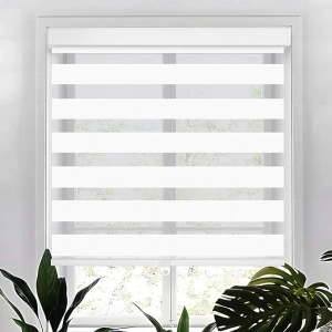 Lululand Free-Stop Cordless Zebra Shades with Modern Design - (24'' W x 72'' H, White) Double Layered Roller Blind for Day and Night - Light Filtering Zebra Blinds for Windows, for Home and Office…