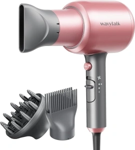 Wavytalk Ionic Hair Dryer Blow Dryer with Diffuser & Comb for Curly Hair Professional 1875W High Power Dryer with Ceramic Technology for Fast Drying as Salon Light and Quiet