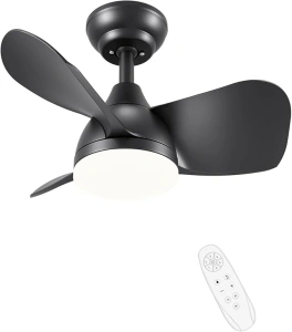 Newday Ceiling Fan with Lights Remote Control, 22 inch Quiet DC Motor Small Ceiling Fans, Dimmable Ceiling Fan for Bedroom, Kids Room, Kitchen (Black)