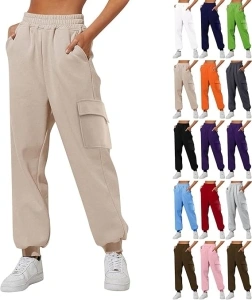 Womens Sweatpants Casual Baggy Sweatpants Elastic High Waisted Joggers Pants Fall Yoga Lounge Sweat Pants with Pockets