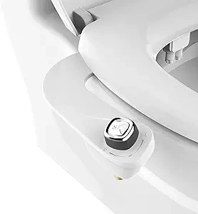 Bio Bidet SlimEdge Bidet Attachment for Toilet, Non Electric, Self Cleaning Dual Nozzles for Front and Rear Cold Water Wash, Adjustable Water Pressure, Ultra Thin Design, White