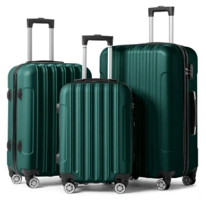 Zimtown 3 Piece Nested Spinner Suitcase Luggage Set With TSA Lock Dark Green