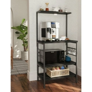 Monvane Kitchen Baker's Rack Storage Shelf Microwave Cart Oven Stand Coffee Bar,Black