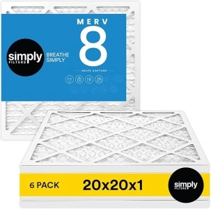 Simply Filters 20x20x1 MERV 8, MPR 600, Air Filter (6 Pack) - Actual Size: 19.75