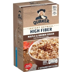 Quaker, High Fiber Instant Oatmeal, Maple Brown Sugar, 8 Count