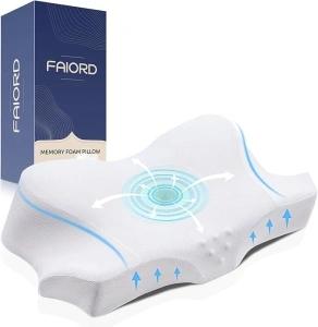 Cervical Pillow for Neck Pain Relief, Ergonomic Contoured Orthopedic Pillows for Bed, Neck Support Memory Foam Pillow for Side, Back and Stomach Sleepers with Breathable Cooling Pillowcase