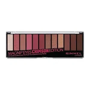 Rimmel London Magnif'Eyes Eyeshadow Palette, 12 Shades, Blendable Formula, Versatile, 007, Crimson, 0.5oz