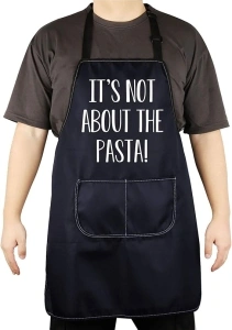 CENWA Funny Pasta Noodle Lover Gift It's Not About the Pasta Apron with Pockets Cooking Chef Apron New House Gift