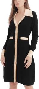 Women's Fall Dresses for Women 2024 V Neck Knit Long Sleeve Bodycon Button Down Elegant Sweater Dresses