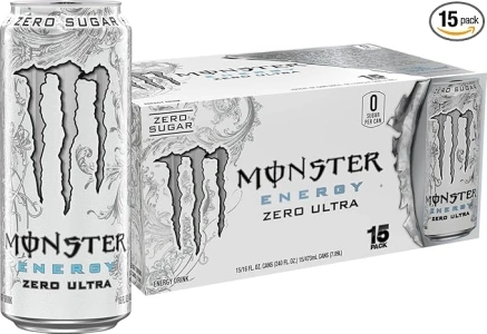 Monster Energy Zero Ultra, Sugar Free Energy Drink, 16 Fl oz (Pack of 15)