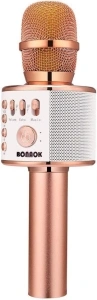 BONAOK Wireless Bluetooth Karaoke Microphone, 3-in-1 Portable Handheld Mic Speaker for All Smartphones,Gifts for Girls Kids Adults All Age Q37(Rose Gold)