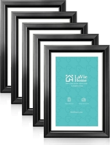 LaVie Home 4x6 Picture Frame Set of 6, Display Pictures 4x6 Without Mat, 4 x 6 Frame with HD Plexiglass for Wall or Tabletop, Classic Collection, Black