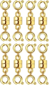 OHINGLT Double Magnetic Necklace Clasps and Closures,Gold and Silver Plated Jewelry Clasps Converters for Bracelet Necklaces Chain