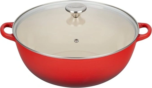 Le Creuset Enameled Cast Iron Chef's Oven with Glass Lid, 7.5 qt., Cerise