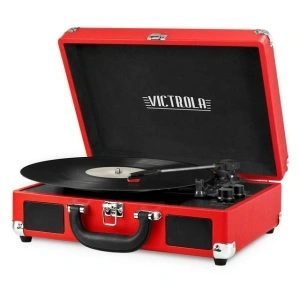 Victrola Journey Bluetooth Portable Suitcase Record Player with 3-speed Turntable & Built-in Speakers | Red