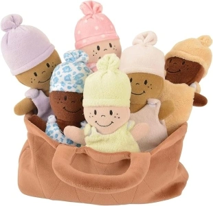 Creative Minds Basket of Babies Soft Baby Dolls, Sensory Toys, Multicultural, Diversity, Inclusion and Social Emotional Learning, Baby Toys for All Ages, Set of 6 Plush Dolls, Multicolor