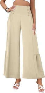 EGUGYDW Wide Leg Palazzo Pants for Women Dressy Boho High Waist Flowy Lounge Trousers