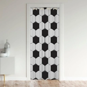 Castle Fairy Football Door Curtain,Boys Ball Game Sports Blackout Curtain for Bedroom Doorway Living Room,Black and White Hexagon Privacy Door Drape 1 Panel,34