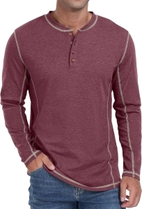 Sailwind Men's Henley Shirts Long Sleeve Casual Classic Tee Cotton Button Henley Maverick T-Shirts