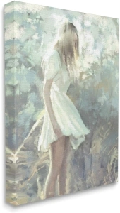 Stupell Industries Girl Wandering in Forest Grass Soft Muted Green, Designed by Ziwei Li Canvas Wall Art, 30 x 40