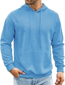 COOFANDY Men's Hooded Sweatshirts Long Sleeve Casual Pullover Hoodie Waffle Knit Sweatshirt with Pocket