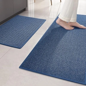 Color&Geometry Blue Kitchen Rugs Set Kitchen Mats for Floor 2 Piece, 17