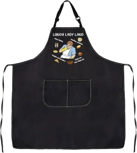 G2TUP C Farley Inspired Gift Lunch Lady Land Apron With Pockets Lunch Lady Kitchen Gift Cafeteria Worker Gift