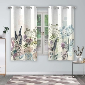 Renaiss Wildflowers Blackout Curtains Vintage Botanical Floral Plant Thermal Insulated Window Drapes for Bedroom 29W x 55L inches 2 Panel Set Window Curtain Panels for Kitchen