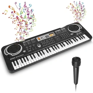 Mixfeer 61 Key Keyboard Piano, Electronic Keyboard Piano with Microphone for Kids Gift, Black