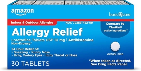 Amazon Basic Care Allergy Relief Loratadine Tablets 10 mg, 30 Count