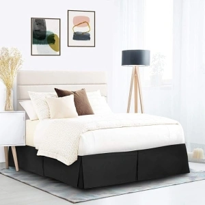 Nestl Black Bed Skirt King Size - King Bed Skirt 14 Inch Drop - Brushed Microfiber Bed Skirts - Hotel Quality Pleated Bed Skirt - Shrinkage & Fade Resistant