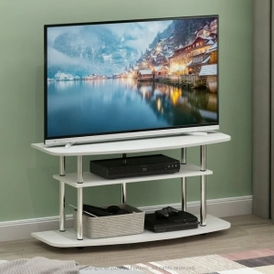 Furinno Frans Turn-N-Tube 3-Tier TV Stand for TV up to 46, White Oak