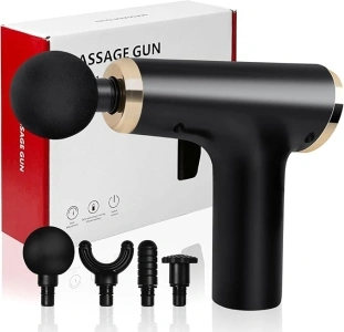 Massage Gun Deep Tissue, High Intensity Percussion 6 Speeds Massage Device for Pain Relief, 4 Massages Heads with Silent Brushless Motor, Percussion Massage Gun for Deep Tissue Muscle Relief