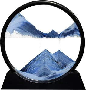Aoderun Moving Sand Art Picture Round Glass 3D Deep Sea Sandscape in Motion Display Flowing Sand Frame Relaxing Desktop Home Office Work Decor (12