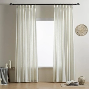 Rutterllow Oatmeal Linen Curtains for Living Room 108 Inches Long Light Filtering Pinch Pleat Farmhouse Earth Tone Beige Boho Curtains for Bedroom 2 Panels Set 40