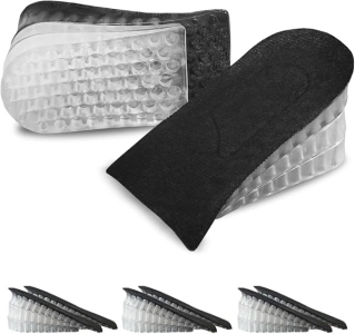 Heel Lift Inserts - Boosting Style with Detachable 3-Layer Inserts: Step into Elevated Comfort with Height Increase Insoles, Invisible Heel Lifts, and Gel Cushioning for Men and Women (3 Pairs)