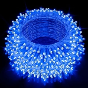 JXLEDAYY 200 FT 500 LED Christmas Lights Outdoor Decorations Super Long Fairy Lights Waterproof 8 Modes Timer Clear Wire String Lights for Outside House Tree Patio Yard Wedding Party Holiday-Blue