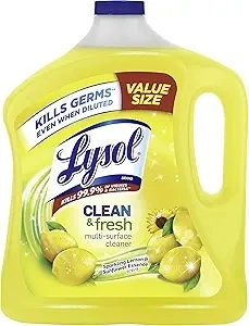 Lysol Multi-Surface Cleaner, Sanitizing and Disinfecting Pour, to Clean and Deodorize, Sparkling Lemon and Sunflower Essence, 90 Fl Oz