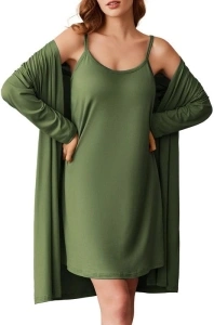 Ekouaer Robe Sets for Women 2 Pieces Nightgown Long Sleeves Bathrobe Soft Sleepwear 2024 S-2XL