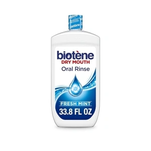 biotène Oral Rinse Mouthwash for Dry Mouth, Breath Freshener and Dry Mouth Treatment, Fresh Mint - 33.8 fl oz