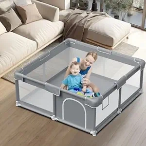 Baby Playpen Baby Play Pen for Babies and Toddlers Safe Anti-Fall Baby Play Yards Indoor & Outdoor Sturdy Safety Baby Activity Center with Soft Breathable Mesh Baby Fence 50×50 Inch