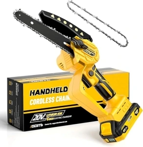 Mini Chainsaw fit for Dewalt Battery 20V MAX,Cordless Pruning Chainsaw with Security Lock & Replacement Chain, Battery Powered Mini Chainsaw for Wood Cutting|Tree Trimming|Camping(Battery Included)